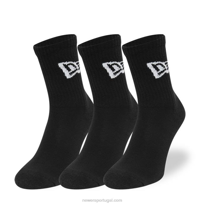 FFTN3200 New Era bandeira 3 pack meias pretas da tripulação