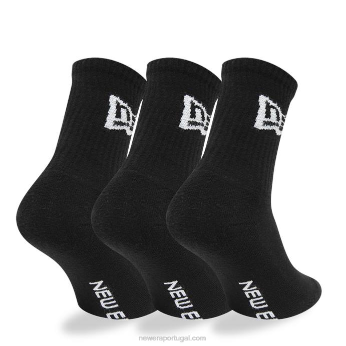 FFTN3200 New Era bandeira 3 pack meias pretas da tripulação