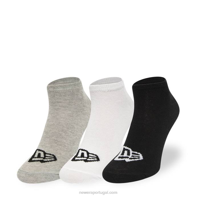 FFTN3210 New Era flag 3 pack de meias cinza, branco e preto