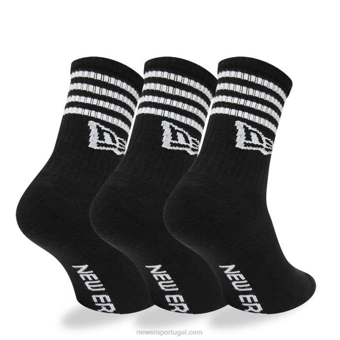 FFTN3213 New Era meias pretas stripe pack 3