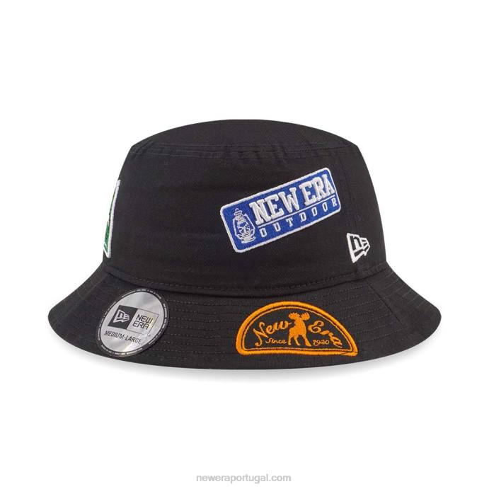 FFTN2291 New Era chapéu de balde preto multi patch