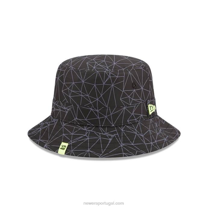 FFTN2303 New Era vr46 chapéu bucket preto com estampa geométrica