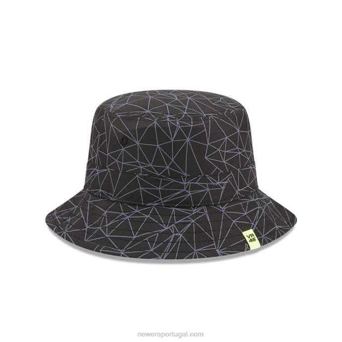 FFTN2303 New Era vr46 chapéu bucket preto com estampa geométrica
