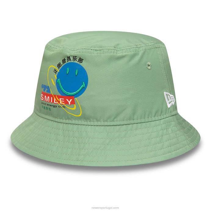 FFTN2313 New Era chapéu bucket verde médio com logotipo do universo sorridente