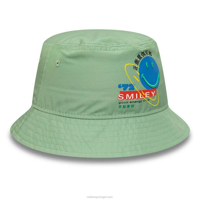 FFTN2313 New Era chapéu bucket verde médio com logotipo do universo sorridente
