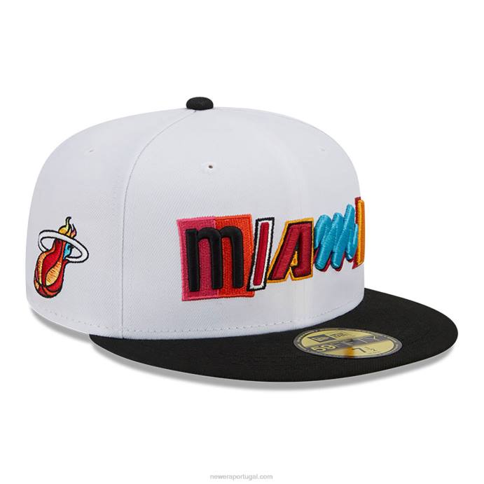 FFTN1001 New Era Boné miami heat authentics city edition branco 59fifty