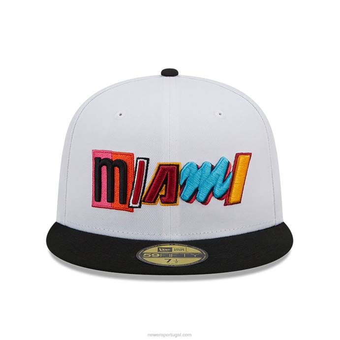 FFTN1001 New Era Boné miami heat authentics city edition branco 59fifty