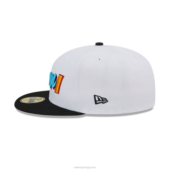 FFTN1001 New Era Boné miami heat authentics city edition branco 59fifty