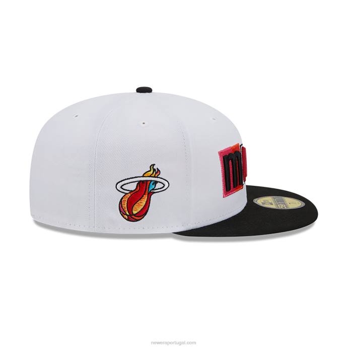 FFTN1001 New Era Boné miami heat authentics city edition branco 59fifty