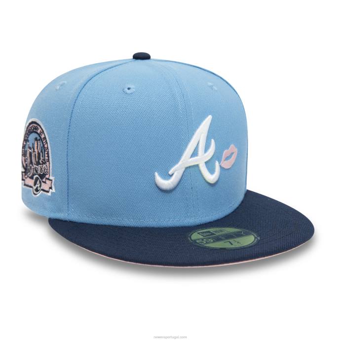 FFTN1002 New Era boné ajustado azul céu 59fifty 59fifty comemorativo de 40 anos do Atlanta Braves