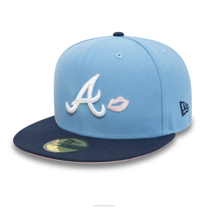 FFTN1002 New Era boné ajustado azul céu 59fifty 59fifty comemorativo de 40 anos do Atlanta Braves