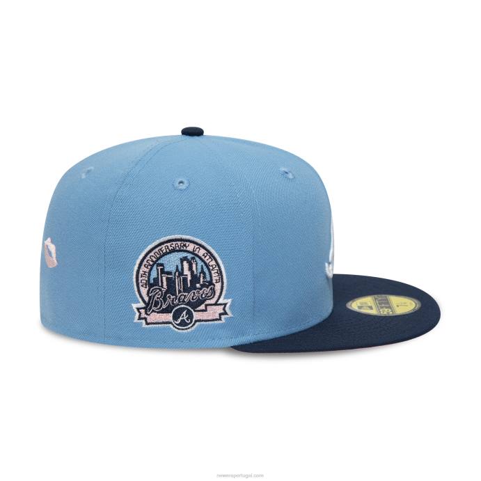 FFTN1002 New Era boné ajustado azul céu 59fifty 59fifty comemorativo de 40 anos do Atlanta Braves