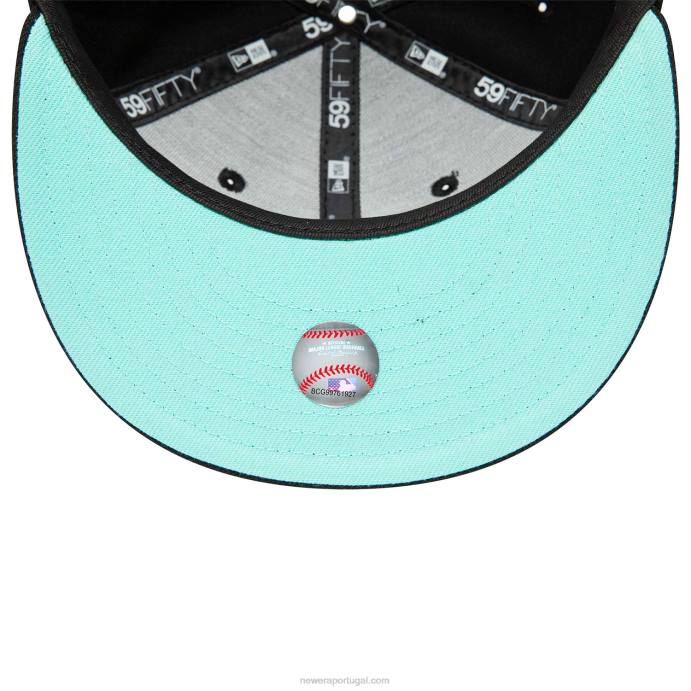 FFTN1005 New Era boton red sox preto e azul matiz 59fifty boné ajustado