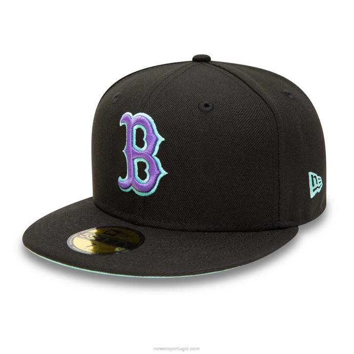 FFTN1005 New Era boton red sox preto e azul matiz 59fifty boné ajustado