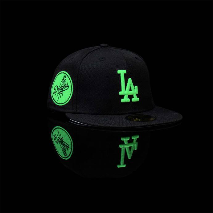 FFTN1009 New Era la dodgers brilha no escuro boné preto 59fifty