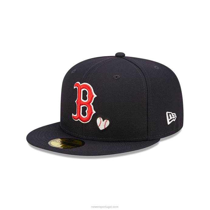 FFTN1012 New Era boton red sox mlb team heart navy 59fifty boné justo
