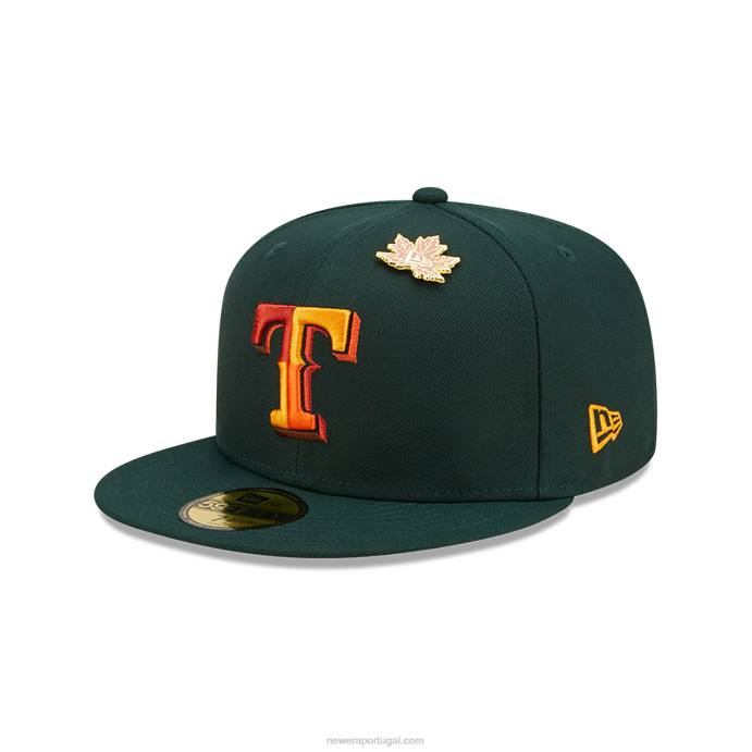 FFTN1013 New Era Boné texas rangers folhoso verde escuro 59fifty