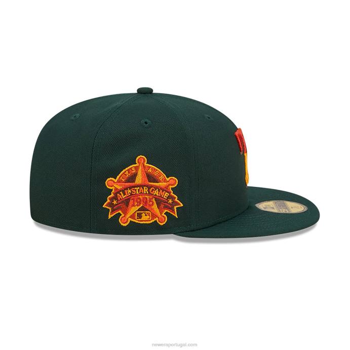 FFTN1013 New Era Boné texas rangers folhoso verde escuro 59fifty