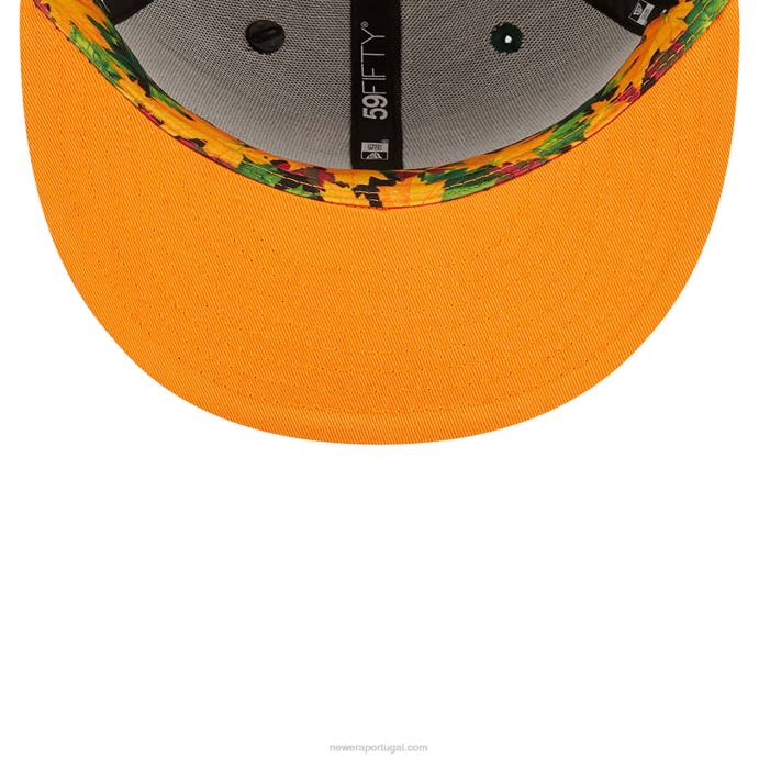 FFTN1013 New Era Boné texas rangers folhoso verde escuro 59fifty