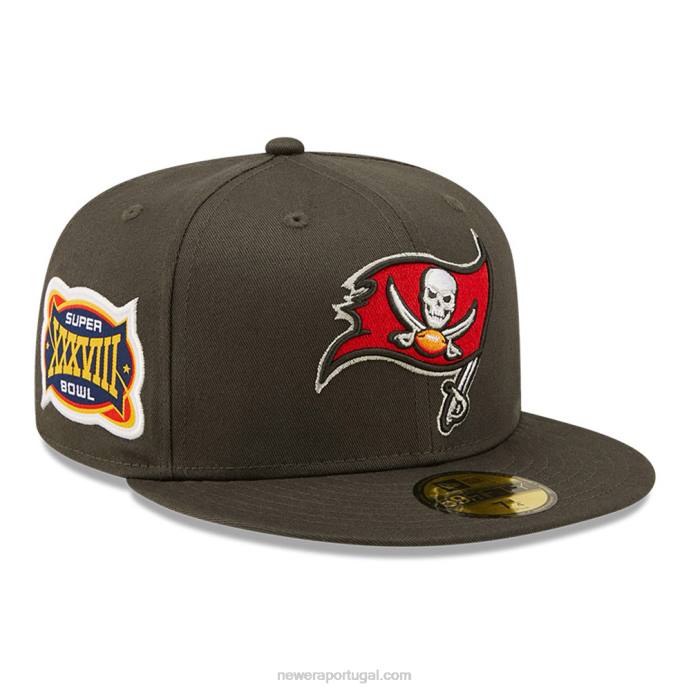 FFTN1027 New Era boné lateral tampa bay buccaneers cinza escuro 59fifty