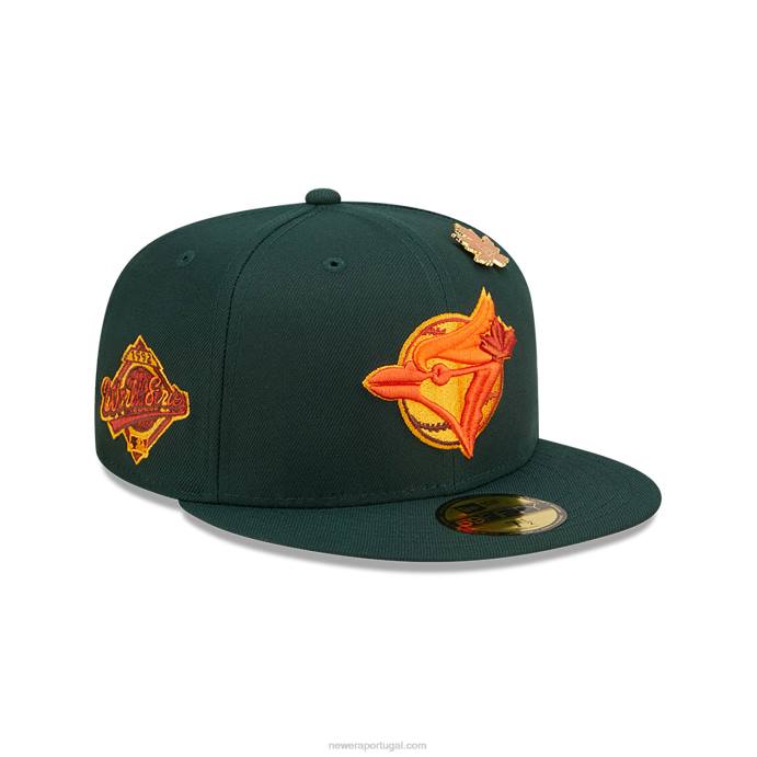 FFTN102 New Era boné toronto blue jays folhoso verde escuro 59fifty