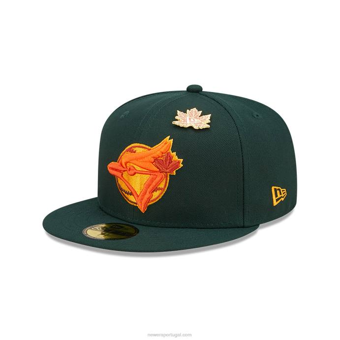 FFTN102 New Era boné toronto blue jays folhoso verde escuro 59fifty