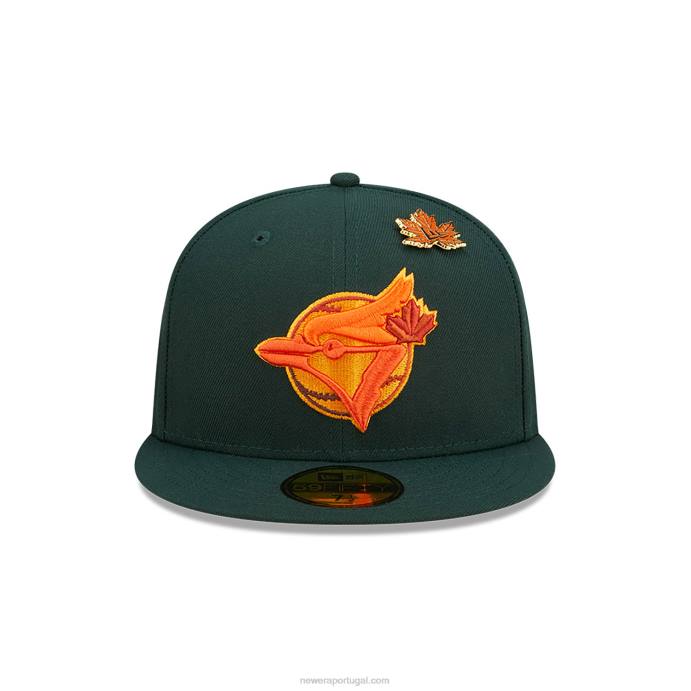 FFTN102 New Era boné toronto blue jays folhoso verde escuro 59fifty