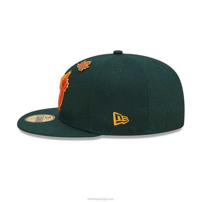 FFTN102 New Era boné toronto blue jays folhoso verde escuro 59fifty