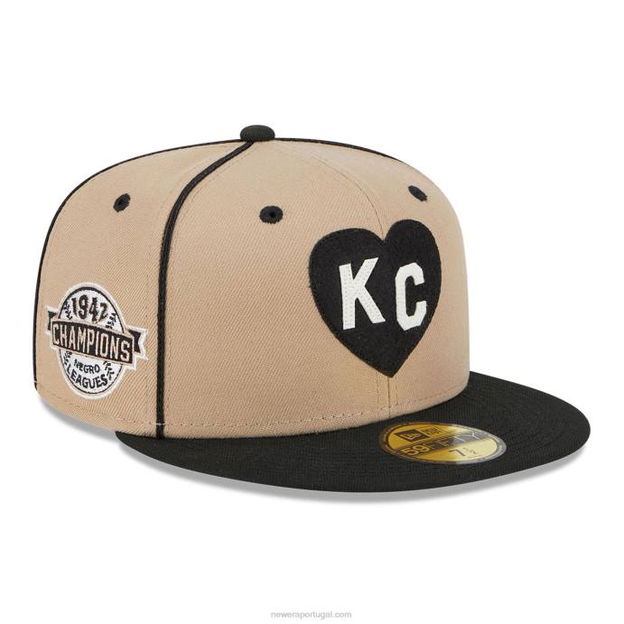 FFTN1041 New Era Boné kansas city monkars negro league bege 59fifty