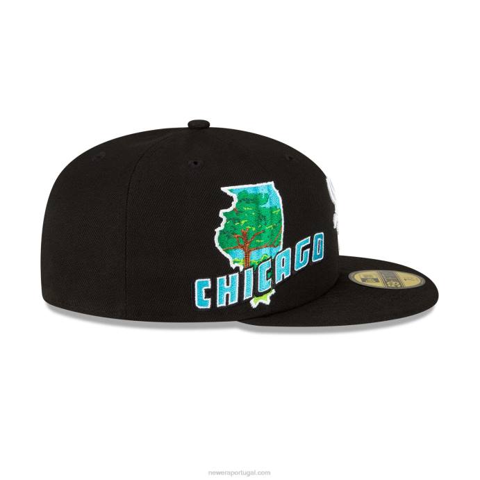 FFTN1048 New Era Boné Chicago White Sox Stateview Preto 59Fifty