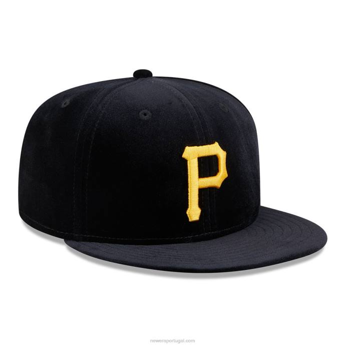FFTN1053 New Era Boné Pittsburgh Pirates Veludo Preto 59Fifty
