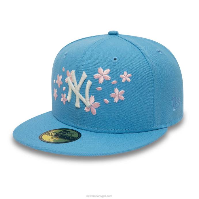FFTN1060 New Era boné ajustado New York Yankees rosa flor azul 59fifty