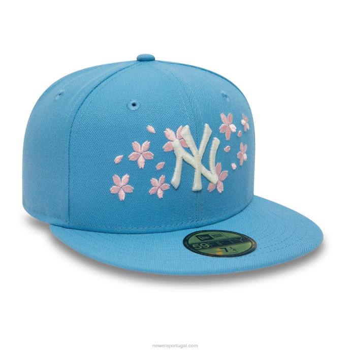 FFTN1060 New Era boné ajustado New York Yankees rosa flor azul 59fifty