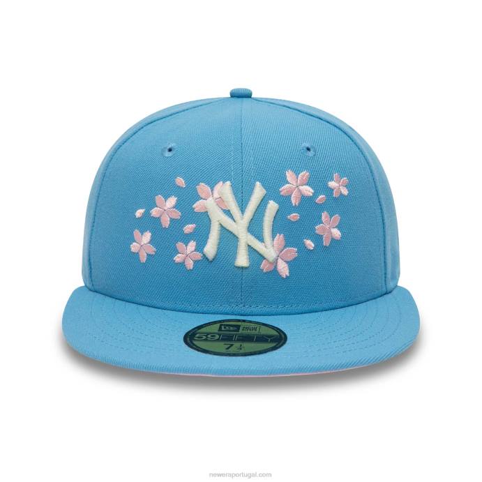 FFTN1060 New Era boné ajustado New York Yankees rosa flor azul 59fifty