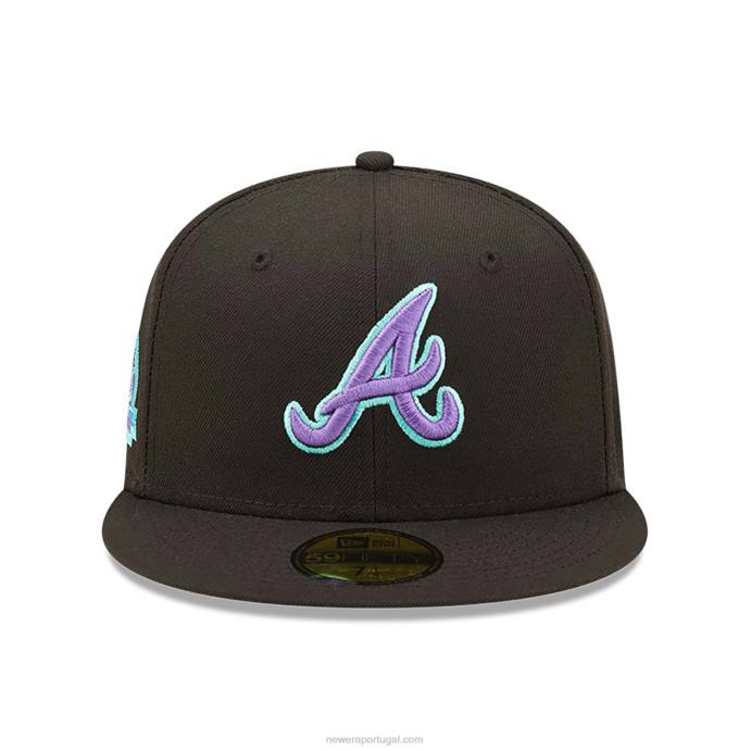 FFTN1065 New Era Boné Atlanta Braves preto e azul 59fifty