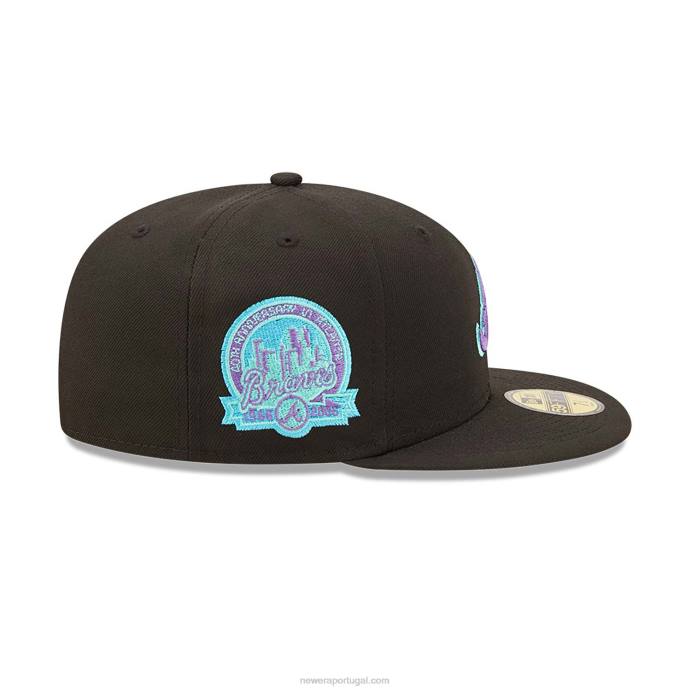 FFTN1065 New Era Boné Atlanta Braves preto e azul 59fifty