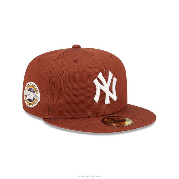 FFTN1066 New Era boné ajustado 59fifty com patch marrom escuro dos new york yankees