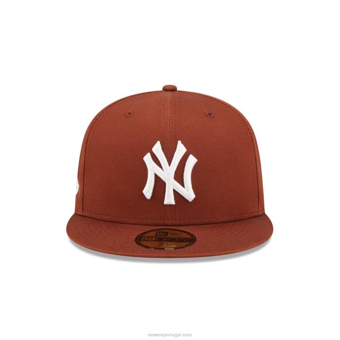 FFTN1066 New Era boné ajustado 59fifty com patch marrom escuro dos new york yankees