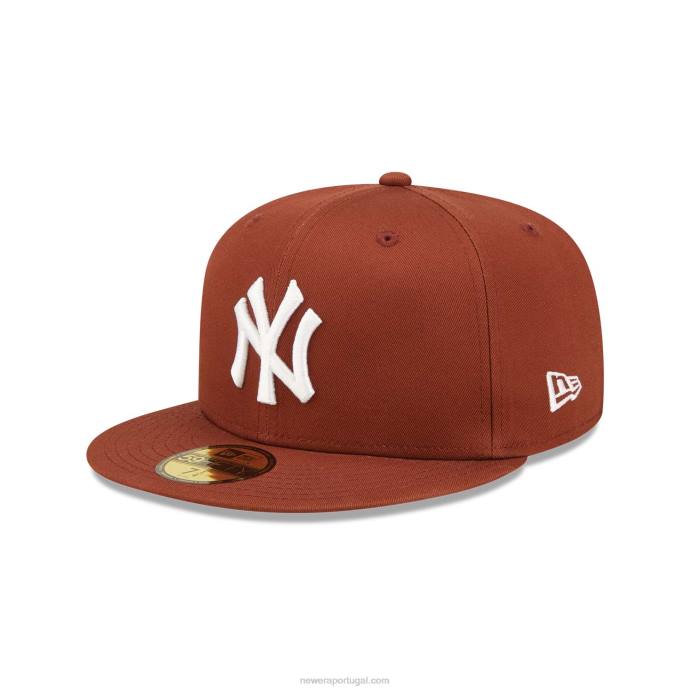 FFTN1066 New Era boné ajustado 59fifty com patch marrom escuro dos new york yankees