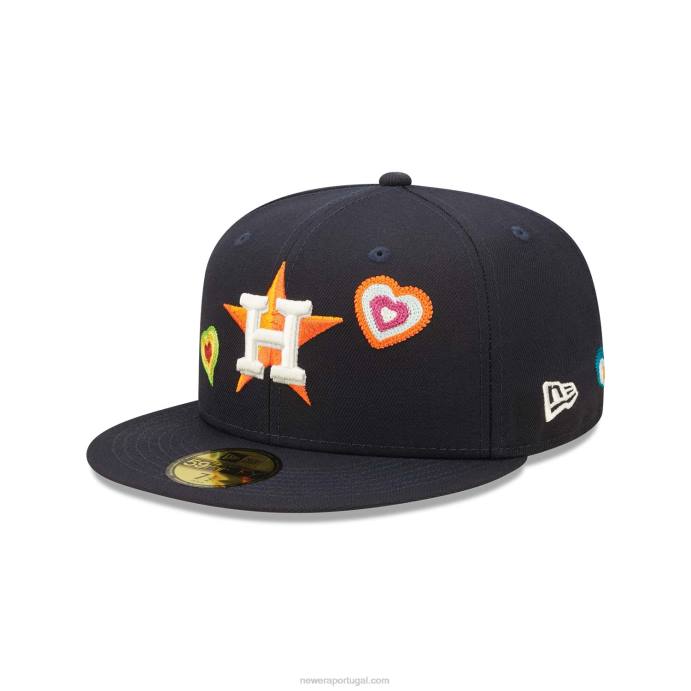 FFTN1068 New Era Boné houston astros coração marinho 59fifty bordado em ponto corrente