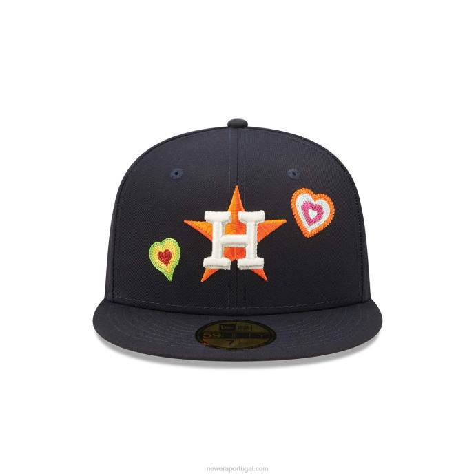FFTN1068 New Era Boné houston astros coração marinho 59fifty bordado em ponto corrente