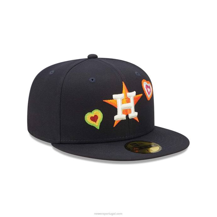 FFTN1068 New Era Boné houston astros coração marinho 59fifty bordado em ponto corrente