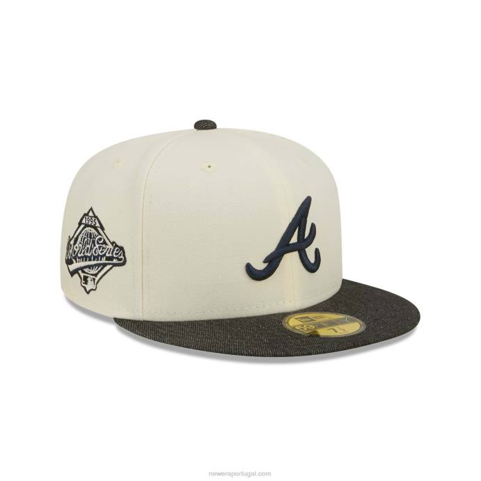FFTN106 New Era Boné Atlanta Braves MLB Black Denim Chrome White 59Fifty