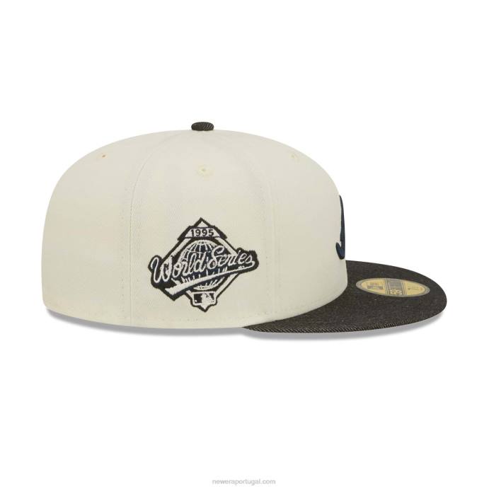 FFTN106 New Era Boné Atlanta Braves MLB Black Denim Chrome White 59Fifty