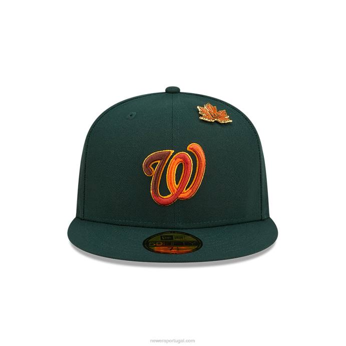 FFTN1073 New Era Boné 59fifty verde escuro folhoso de Washington