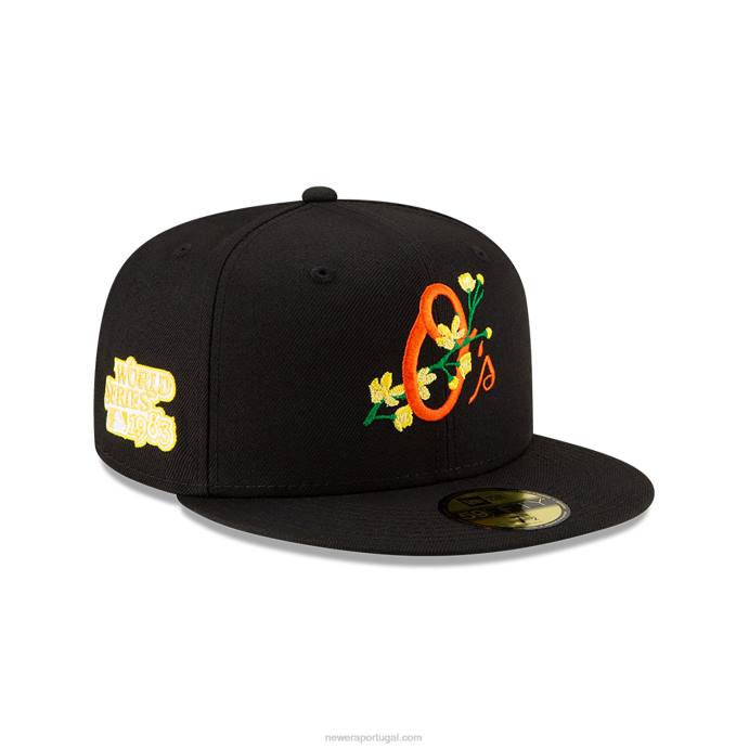 FFTN1079 New Era baltimore orioles boné lateral bloom black 59fifty
