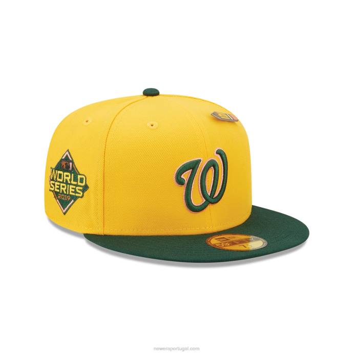 FFTN1082 New Era Boné ajustado amarelo 59fifty de volta às aulas do Washington Nationals