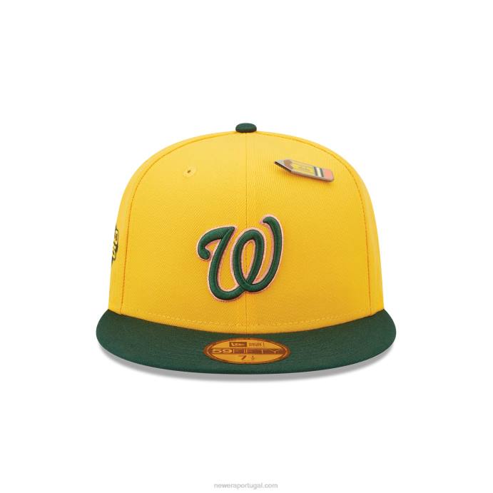 FFTN1082 New Era Boné ajustado amarelo 59fifty de volta às aulas do Washington Nationals