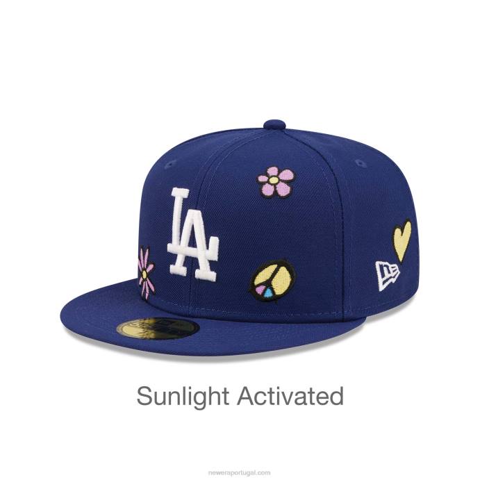 FFTN1086 New Era la dodgers mlb luz solar pop azul escuro boné 59fifty