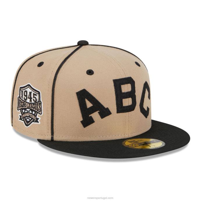 FFTN1101 New Era boné atlanta black crackers negro league bege 59fifty